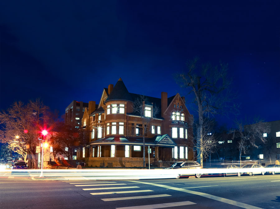 Grant Street Mansion at night